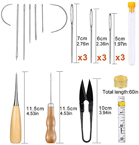 Leather Sewing Kit, Leather Working Tools And Supplies, Leather Working Kit With Large-Eye Stitching Needles, Waxed Thread, Leather Upholstery Repair Kit, Leather Sewing Tools For Diy Leather Craft #TOP3