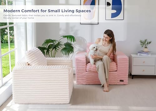 Image of MAXYOYO Bean Bag Chair with Pillows, Floor Sofa with Armrests and Support, Plush Foam Filled Lounge Chair for Adults, Cozy Bean Bag Couch for Living Room, Bedroom, Apartment, Pink