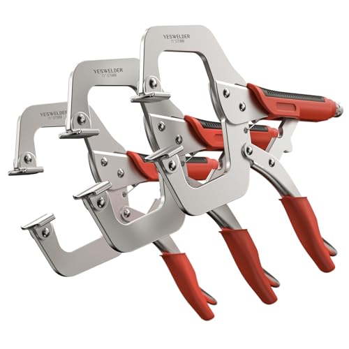 Image of YESWELDER C-Clamp Set of 11 inches 3PK- Robust Design, Heat-Treated Jaws, Chrome-Plated Alloy Steel for Reliable Home or Workshop Use