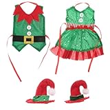 COOLHIYA 2個精霊デザインクリスマスワインボトルカバー ソフト素材で快適 ホリデーパーティー装飾用 赤緑色の男女用帽子付きワインボトル衣