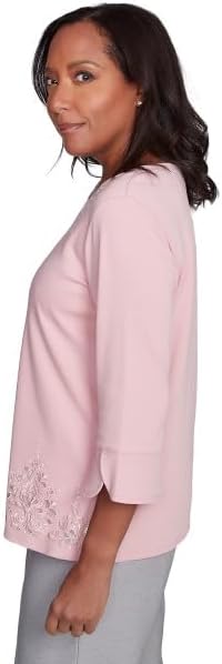 Alfred Dunner Women's Estate of Mind Lace Cutout Split Sleeve Top - Image 4