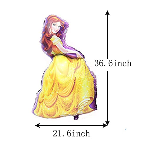 5Pcs Disney Princess Belle Foil Balloons For Girl’s Birthday Baby Shower Princess Themed Party Decorations #TOP1