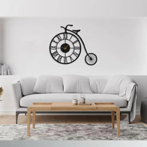 Image of Wall Clock Stylish Metal Analog Wall Clock for Living Room, Bedroom, Office, Kitchen, Home and Hall | Antique Fancy Big Size Modern Wall Watch (Black ST-47, 50 CM)