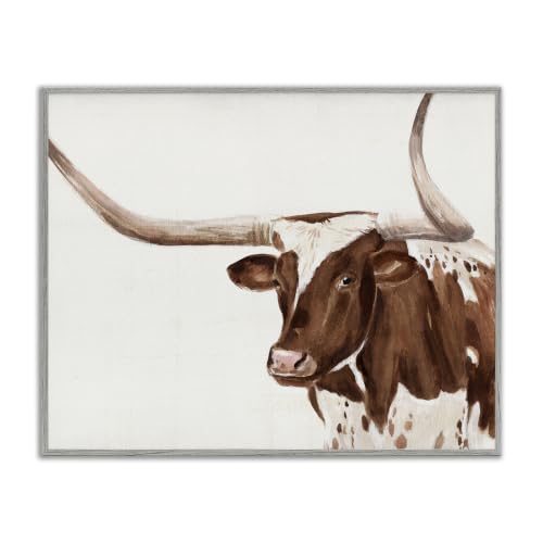 'Brown Spotted Longhorn Cow Cattle Farm'| Framed Giclee Art