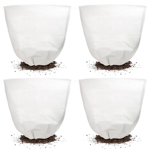 Svepndic 4 PCS Winter Plant Covers Freeze Protection,39X39 Reusable Plant Protector Bag with Drawstring,Winter Plants Jacket Warm Shrubs Cover Blanket Frost Protection for Outdoor Garden Plants