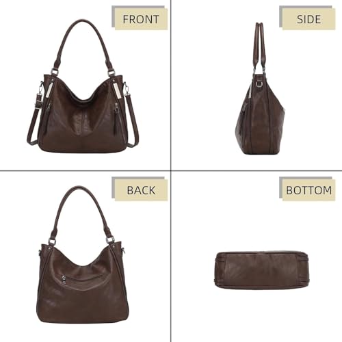 Bolso hobo de cuero genuino para mujer, estilo tote con gran capacidad y diseño clásico miniatura 7