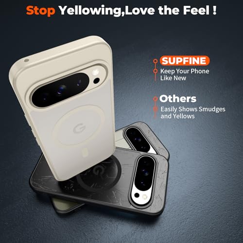 Image of SUPFINE Magnetic for Google Pixel 10 Pro Case /Pixel 10 Case with Screen Protector, (Built-in Magnets) ((Military Grade Drop Protection) Slim Translucent Shockproof Phone Case,Stone