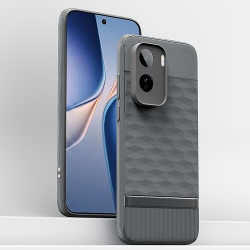 Image of Pikkme Back Cover for Vivo T5 Pro 5G Camera Protection 3D Hexa Cube Design Silicone Protective Bumper Case (Grey)