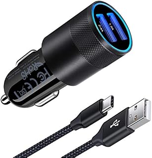 Samsung Car Charger, AILKIN 3.4A Dual Port Fast USB C Car Charger Adaptor with 6.6Ft/2M USB C Cable for Samsung Galaxy S20/S20 Ultra/S10/S9/S8, Note 10/9/8, Xiaomi, HTC, Sony, Motorola, LG