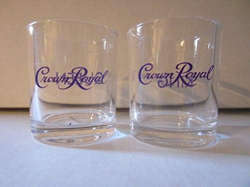 Set of 2 Crown Royal Canadian Whisky King and Queen Purple Logo Shot Glasses