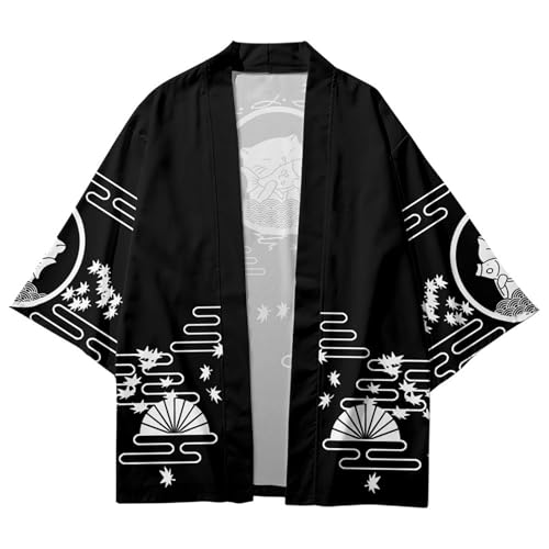 Image of Women's and Men Cardigan Jackets Lightweight Japanese Kimono Open Front Long Sleeves Coat