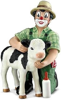 GILDE Clown Landliebe aus Kunstharz - Dorfleben Geschenk Dekofigur Sammlerstück - Mehrfarbig, 13 cm hoch, 9 cm breit, 8 cm tief