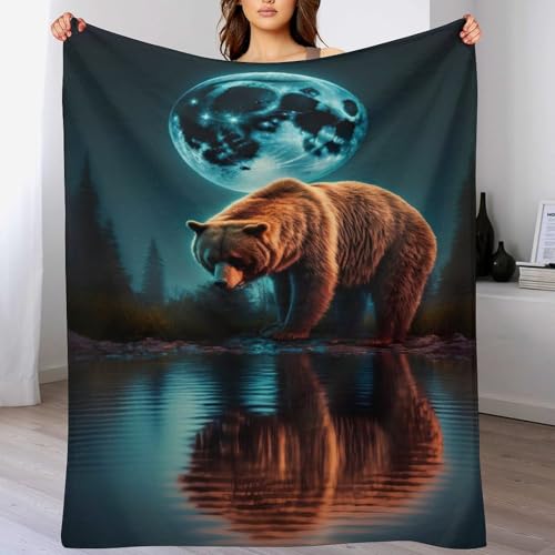 Couverture en flanelle super douce ours plaid chaud isolant et thermorégulateur