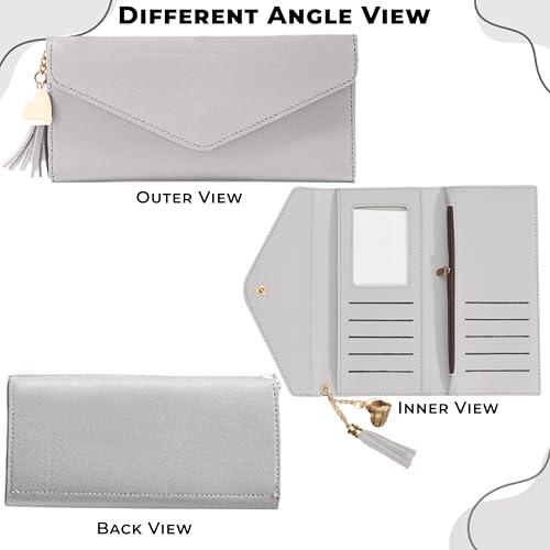 Image of Kraptick Women's Wallet -Stylish and Compact Purse Clutch Wallet for Women, Stylish Card Coin Holder, Debit Card Holder, Money Organizer and Travel Wallet for Women with 12 Slots (Light Gray)