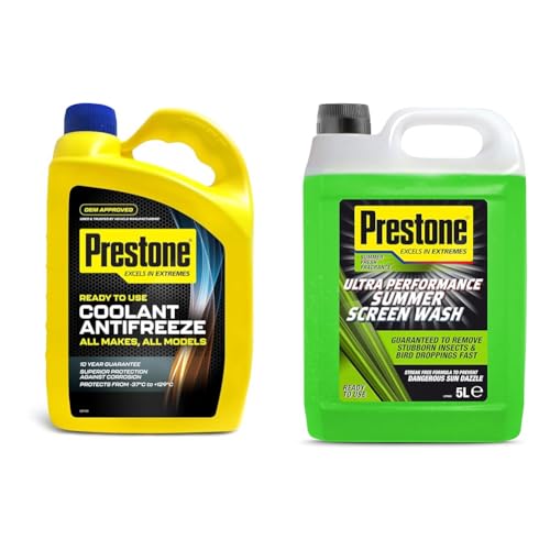 Image of Prestone PAFR0038B Coolant Antifreeze for All Vehicles 10-year 300,000 miles Corrosion Protection & Screenwash, Ready To Use Screen Wash For Cars, High Performance Cleaning With Streak Free