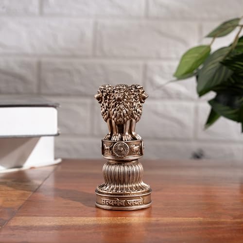Image of Artarium Handcrafted Ashoka Ashok Pillar Idol Pillar Statue Showpiece for Car Dashboard Home Office Decor Table Showpiece Corporate Gifting (4 Inch, Bronze)