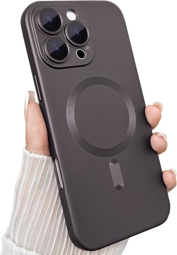 Image of DIZORO Magnetic Case for iPhone 16 Pro Max Case [Compatible with MagSafe][Built-in Camera Lens Protector] Slim Soft Silicone Bumper Shockproof Metallic Luster Back Cover Phone Case (Coffee)