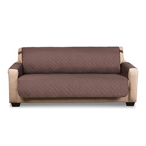 E-Living Store Z01670 Reversible Furniture Protector with 2 Inch Elastic Strap, Machine Washable, Perfect for Pet and Kids, Seat Width Up to 70", Sofa, Chocolate