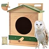Large Barn Owl Boxes for Outside, Wooden Owl Nesting Box for Screech, Barred & Barn Owls, Prebuilt Wooden Bird Nesting Boxes Kit for Outdoors Backyard, Spacious Wildlife Bird Houses(10.3 * 9.8 * 14)