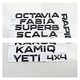 logo skoda motorsport Tamaño: Original (1: 1) ZZPING Black Black Letras Emblema Logo Fits para Skoda Fabia Kamiq Karoq Kodiaq Octavia Rapid Superb Yeti Frontal Tronco Troncera Pegatina de Insignia (Color Name : Glossy Black, Style : Fabia)