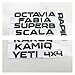 ZZPING Black Black Letras Emblema Logo Fits para Skoda Fabia Kamiq Karoq Kodiaq Octavia Rapid Superb Yeti Frontal Tronco Troncera Pegatina de Insignia