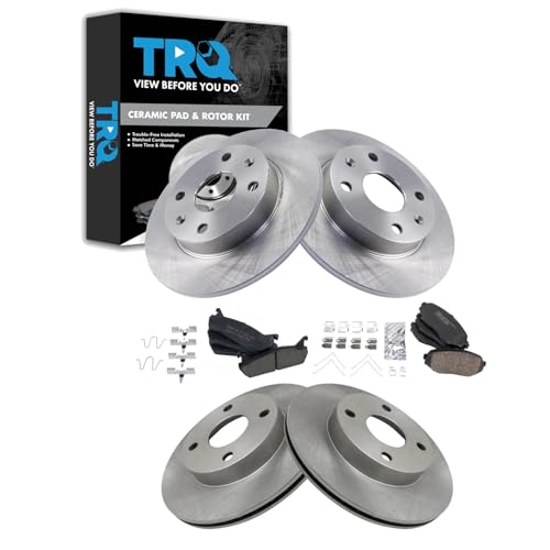 TRQ Ceramic Brake Pad & Rotor Set with Vented Solid Rotors
