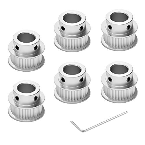 BELIOF 6 pcs Polea Sincronización Polea Dentada 16 Dientes Poleas de Transmisión de Correa de Distribución para Impresonas 3D GT2 6mm Ancho Accesorios Anet A8 Poleas Dentadas Sincronización Cover