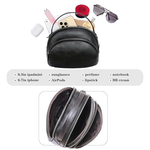 Image of HESHE Genuine Leather Crossbody Bags Leather Purses for Women Vintage Small Shoulder Handbags with Multi-Pockets