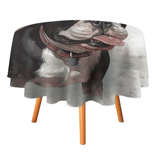 Nappe ronde 177,8 cm Boston Terrier lavable nappe décorative maison