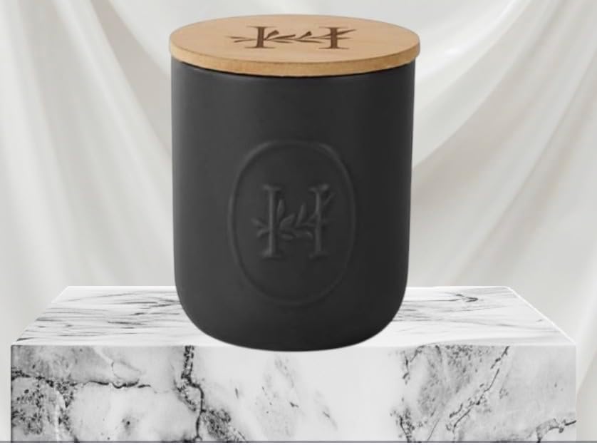 Hinch Home Luxury Scented Candle with Bamboo Lid, Black Matte Finish, Citrus Marine Fragrance with Sandalwood and Cedar Notes
