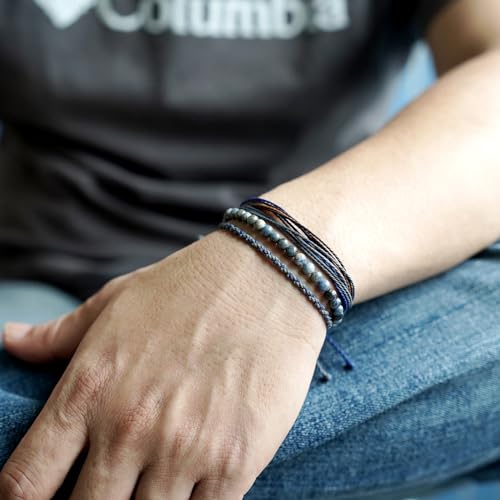 Mezcla Vida Handmade Natural Stone Beaded Healing Bracelet Gift for Men Adjustable Rope String Bracelet (Dumortierite, Adjustable)3