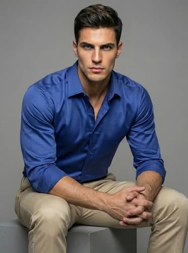 Image of Diverse Men's Satin Casual Shirt | Premium Solid Poly Satin | Wrinkle-Free, Full Sleeve Regular Fit Office, Business Wear