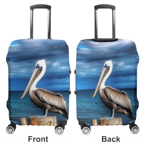 Luggage Covers Anti-Scratch Suitcase Cover Pelican Bird Blue Sea Sky Washable Elastic Suitcase Protector Travel Luggage Protector Covers Carry On Luggages Cover S (19-21 inches)3