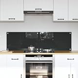MBDRKVGF Parete da cucina in vetro temperato, 2 pezzi, grigio scuro, 70 x