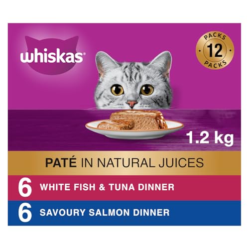 WHISKAS Seafood Selections Wet Cat Food Paté Multipack - 6 Whitefish and Tuna, 6 Salmon, 12x100g Tray image 7