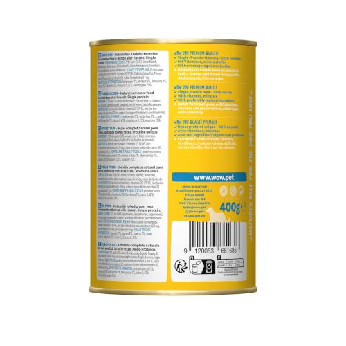 WOW Dog Hunde-Nassfutter Huhn Pur 6 x 400g | Ohne Getreide und Zucker
