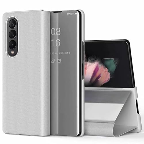 Coque Samsung Galaxy Z Fold 6 argentée effet miroir luxe antichoc en PU