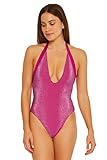Trina Turk Women's Standard Cosmos Plunge Halterneck One Piece Swimsuit-Bathing Suits, Planetary Pink