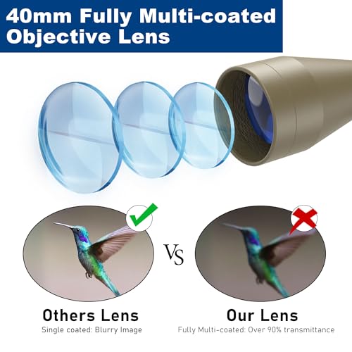 UUQ 3-9×40 Rifle Scope with Red/Green Illumination and Rangefinder Reticle-Includes Batteries,Fits 11mm Free Mounts,Waterproof and Fog-Proof