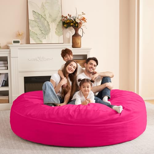 Image of HABUTWAY XX-Large Bean Bag Chair: Giant 7' Memory Foam Furniture Bean Bag Chairs for Adults with Microfiber Cover 7Ft (Hot Pink)