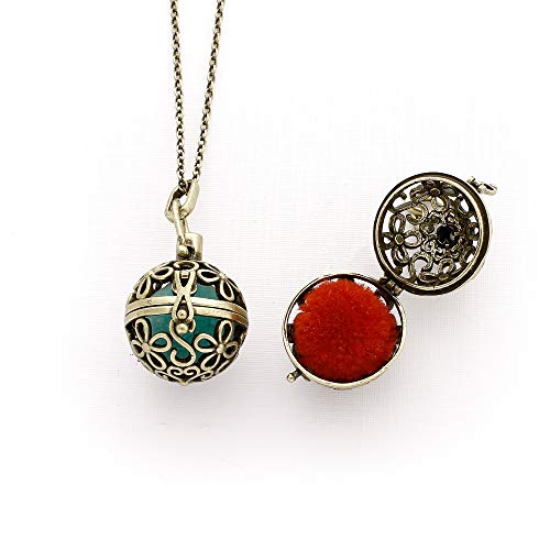 Colar Difusor para Aromaterapia Óleo Essencial Vintage Ouro Velho