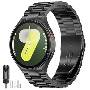 SUNDAREE Keine Lücke Armband Kompatibel mit Samsung Galaxy Watch 7 44MM 40MM/Watch 6 Classic 47MM/Watch 5 Pro,Herren Edelstahl Metall Uhrband Band für Watch 7/FE/6/5/4 46MM 43MM 42MM 45MM,Schwarz
