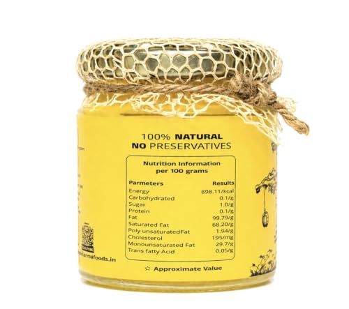 Image of FARMA FOODS A2 Desi Cow Ghee | Bilona Method Hand Churned | Traditional Pure Natural Ghee | No Preservatives | Farm Fresh Taste | Everyday Cooking Nutrition (100ml)