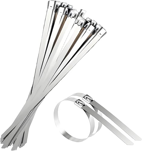 Deecam Bridas Metalicas 200 x 7,9 mm, Multiusos Bridas de Acero Inoxidable para Fijación de Tuberías, Reparación de Cercas y Atado de Cables (30 Piezas)