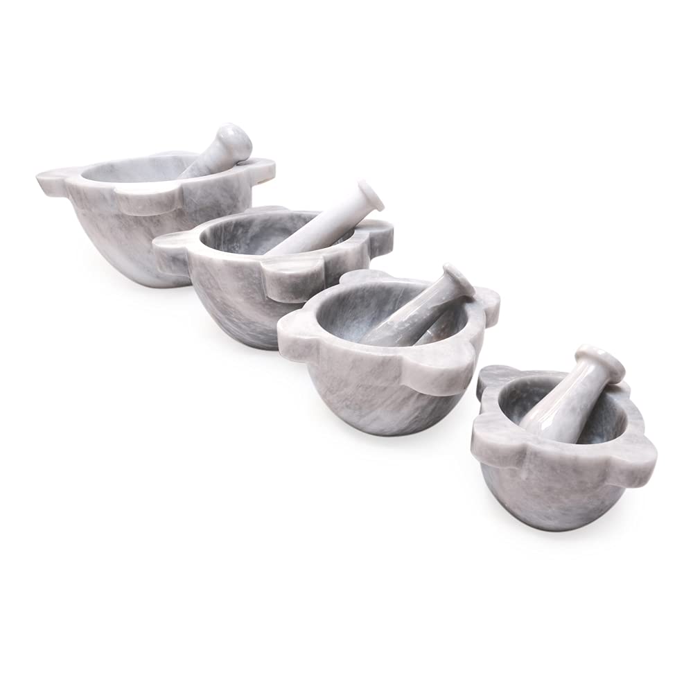 Mortaio da Cucina o Farmacia con Pestello in Marmo Marble Mortar with Pestle Art Decor D.20cm