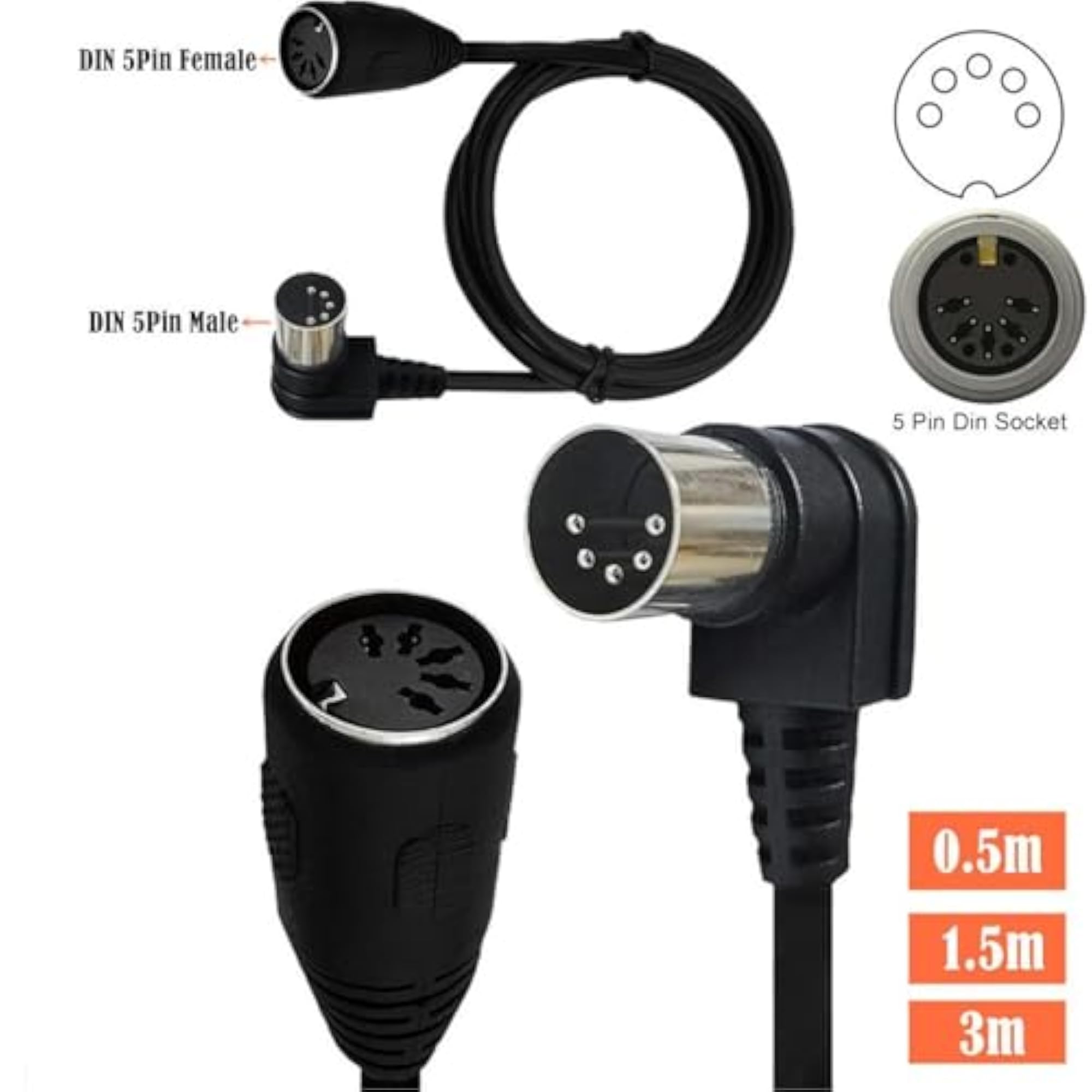 Premium Audio Midi Adapter Cable, 5 Pin