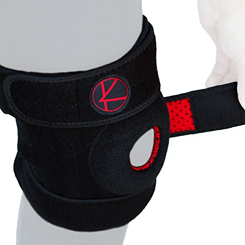 KARM Rodillera ajustable con rótula abierta para aliviar el dolor de artritis y apoyo para mujeres y hombres, de neopreno (XS/S/M/L negro)