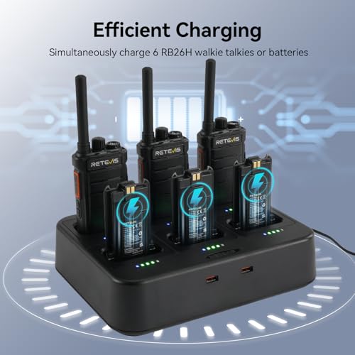 Image of Retevis RB26H GMRS Long Range Walkie Talkies with Earpiece & 6 Way Charger