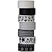 UOOOM - Set Aufodara di 7 rotoli di nastro adesivo Washi, motivo pentagramma, lineare, cuori, colore: nero/bianco