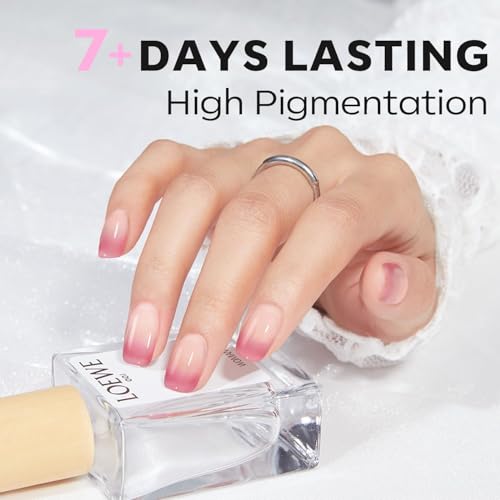 Image of modelones Jelly Nail Polish Set 6 Colors, Milky White Pink Sheer Nude Quick Dry Mini Nail Lacquer Kit, Translucent Clear Transparent Peach Shimmer Manicure DIY Nail Art Spring Gift for Women Girls